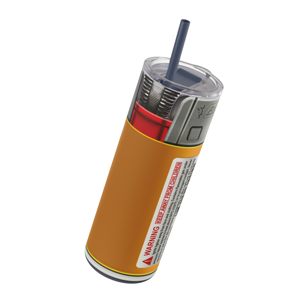 33 Bic Lighter Yellow 20oz Stainless Steel Tumbler - Image 4