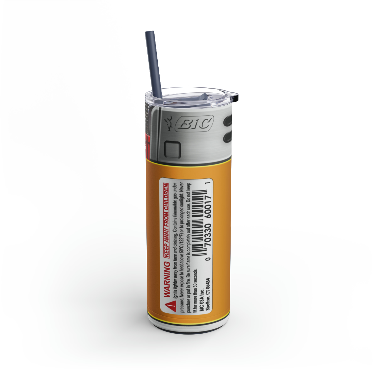 33 Bic Lighter Yellow 20oz Stainless Steel Tumbler - Image 3