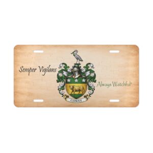 Cowey Family Coat of Arms Vanity Plate - Aluminum