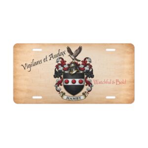 Hamby Family Coat of Arms Vanity Plate - Aluminum