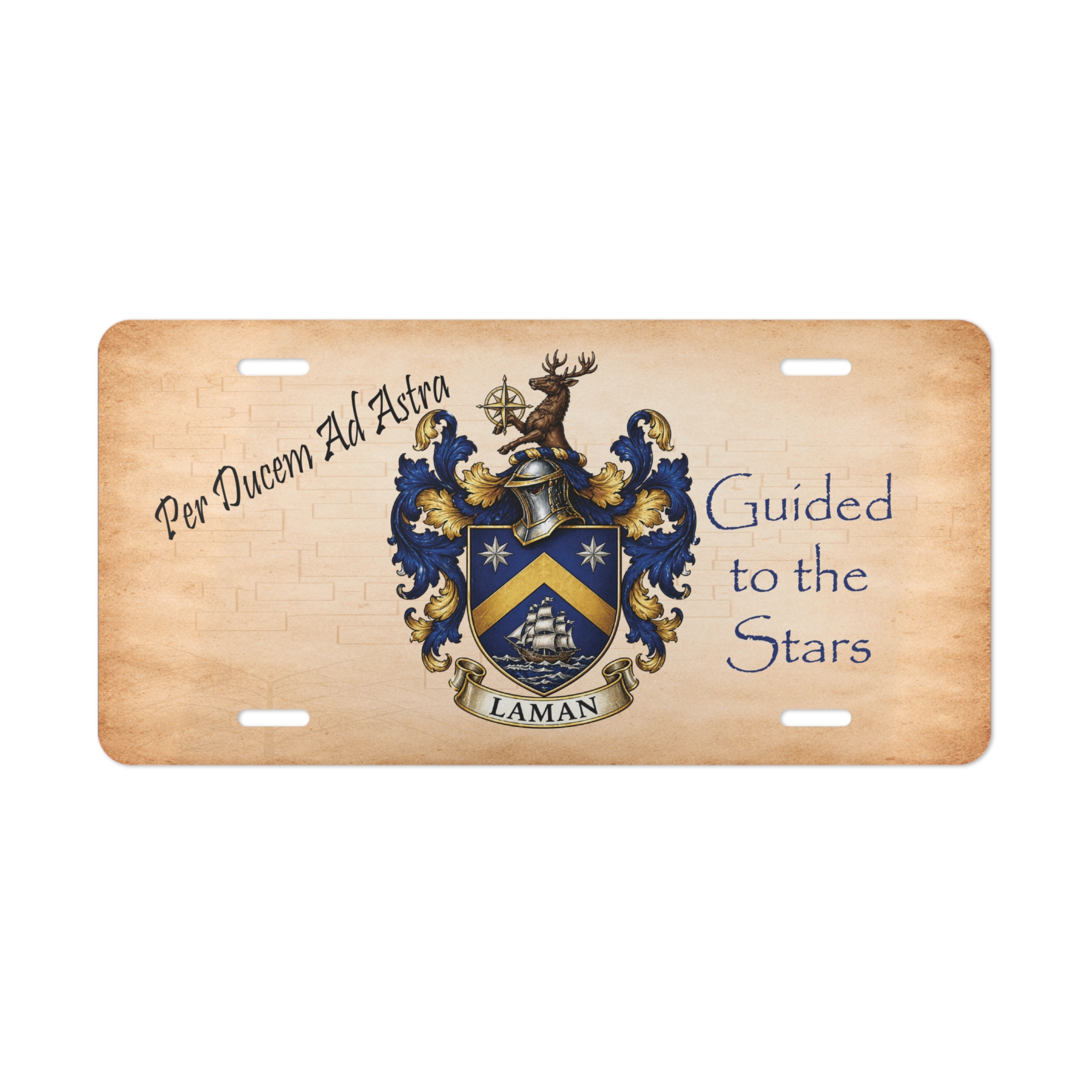 Laman Family Coat of Arms Vanity Plate - Aluminum