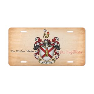 McGuffin Family Coat of Arms Vanity Plate - Aluminum