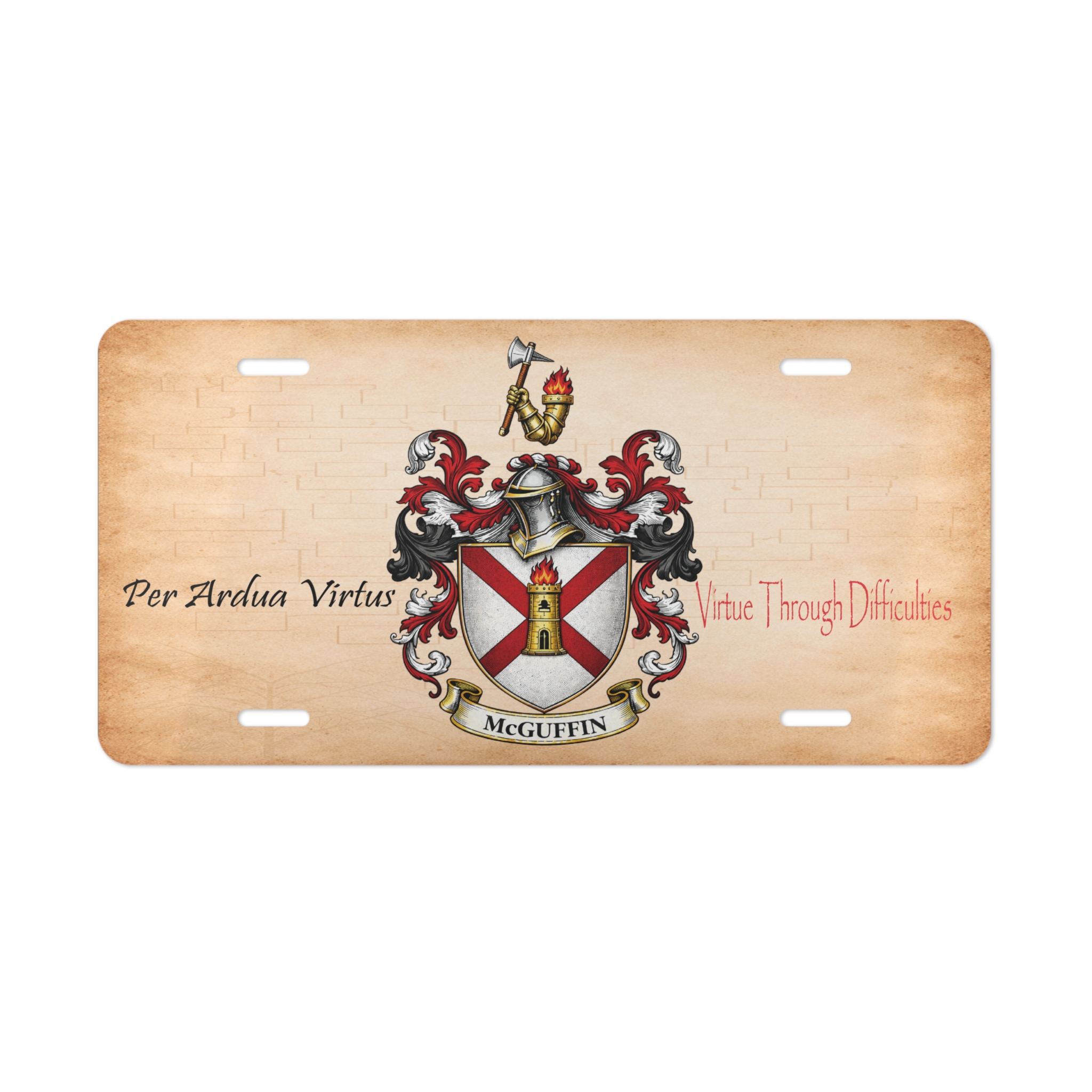 McGuffin Family Coat of Arms Vanity Plate - Aluminum